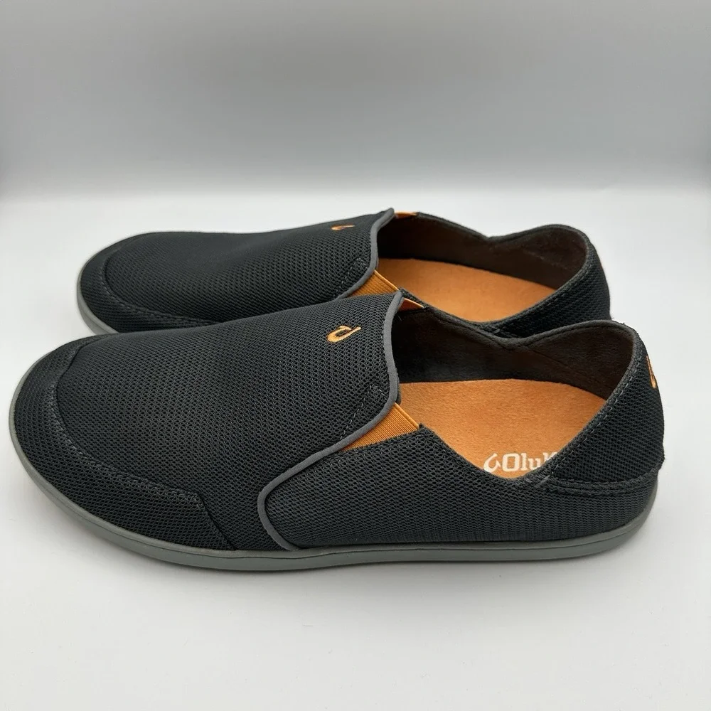 OluKai Nohea Mesh Slip-On Shoes Dark Shadow Gray Breathable Comfort Mens 13